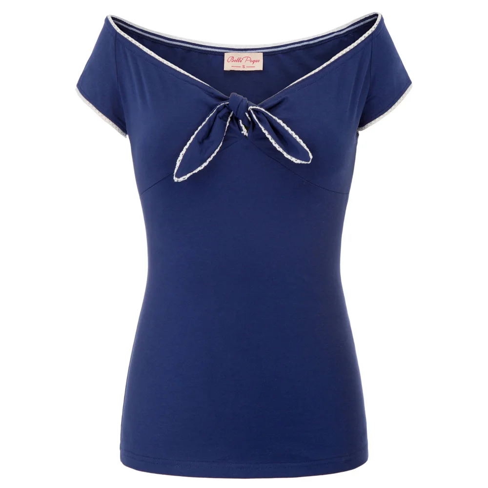 

Sexy Womens Retro Vintage Short Sleeve V-Neck Off Shoulder Cotton Tops T Shirts