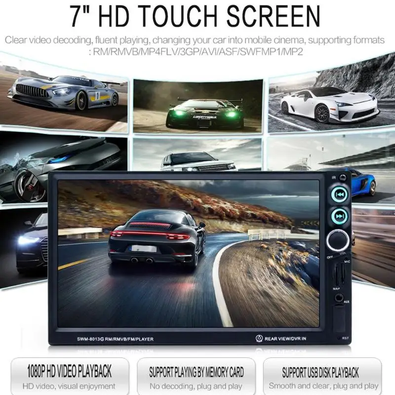 Автомагнитола 2 Din с сенсорным ЖК дисплеем 7 дюймов Bluetooth автомобильный
