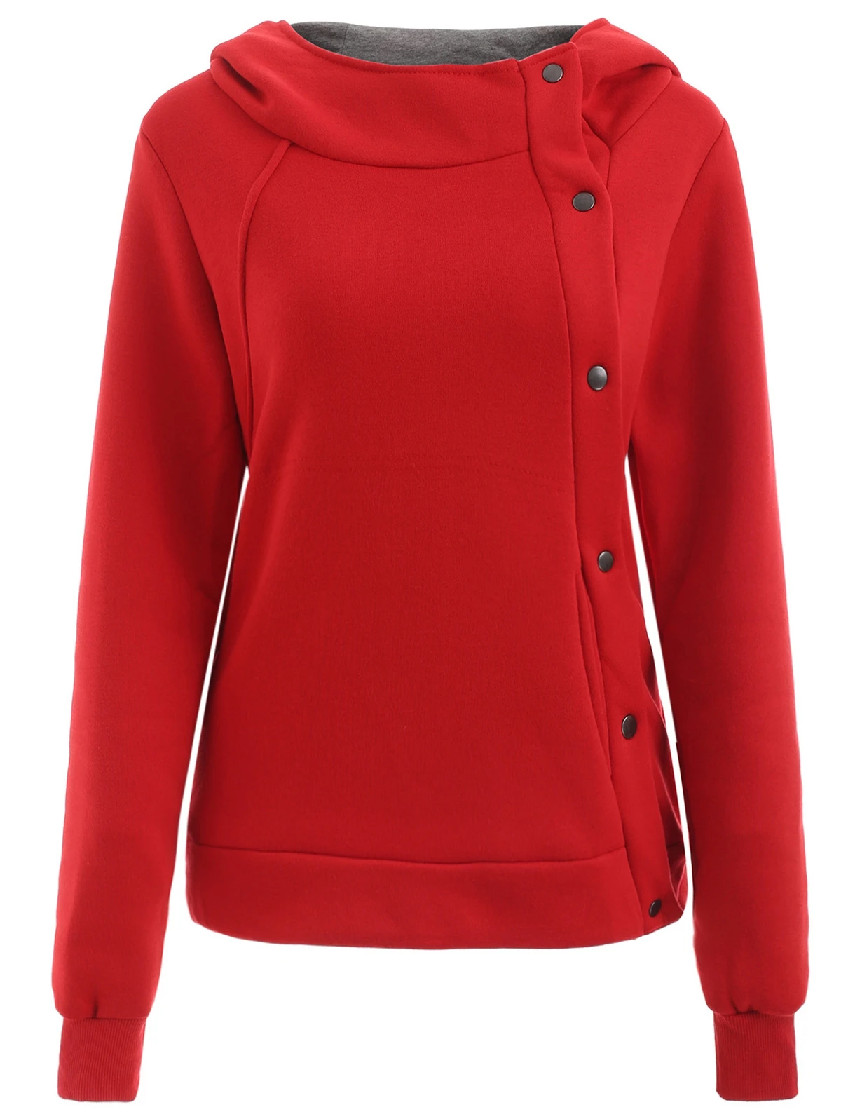 Metal Buttons Pullover Hoodie Sweatshirts For Women or Mujer Girls