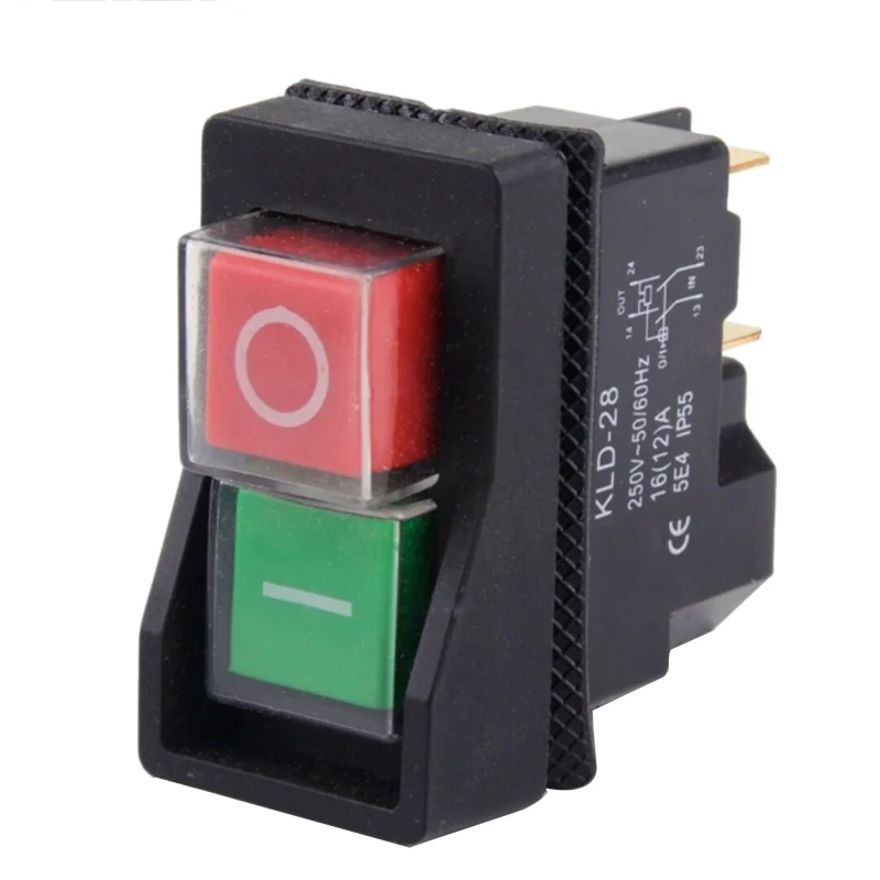 

1pc Waterproof magnetic 250V 16A On Off Switch IP55 KLD28 4 Pin Start Stop On Off Switch 54*30*55mm Fit for Workshop Machines