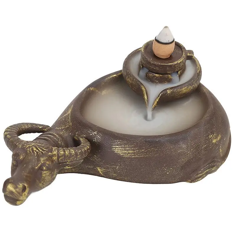 

Buffalo Backflow Incense Burner Smoke Waterfall Incense Burner Holder Ceramic Censer Ceative Home Decor Aromatherapy Environment