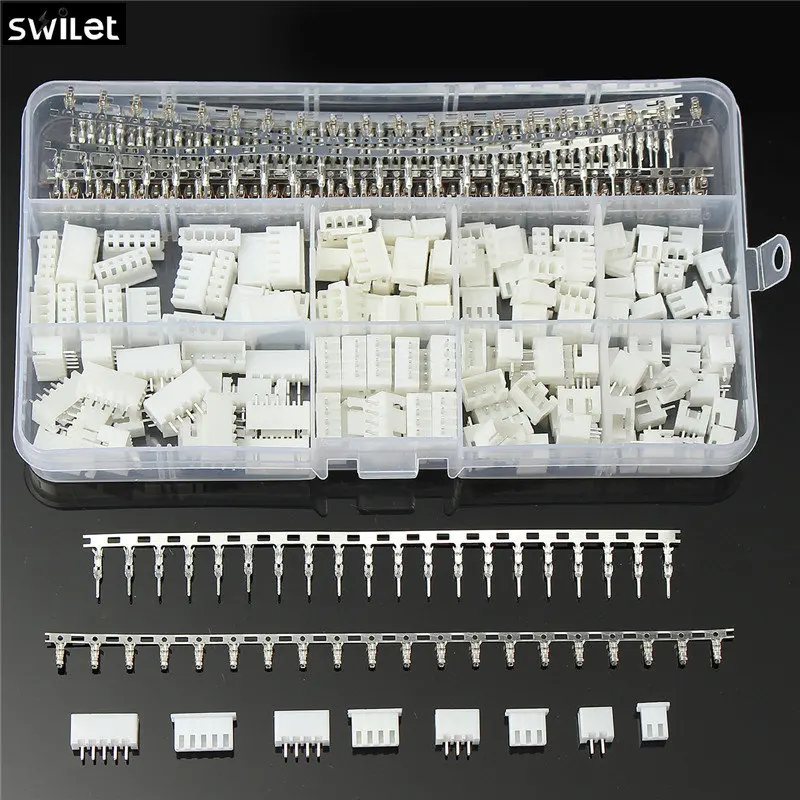 

SWILET 560Pcs/Case 2.54mm 2/3/4/5 Pin Housing And Male/Female Pin Head Connector Terminals Adapter Plug Set