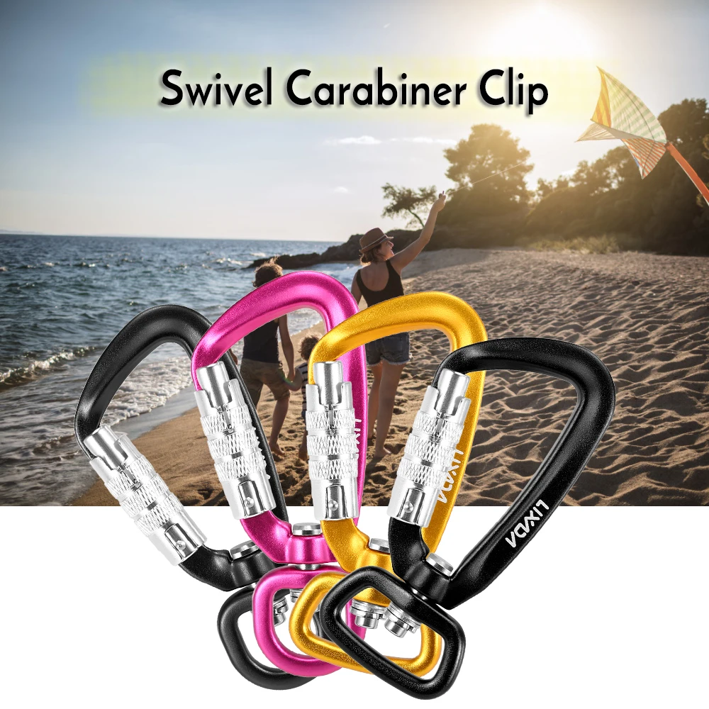 

Lixada Swivel Carabiner Clip 360° Rotatable Spinner Carabiner Auto Locking Carabiner Rotational Hammock Hanging Clip Key ring