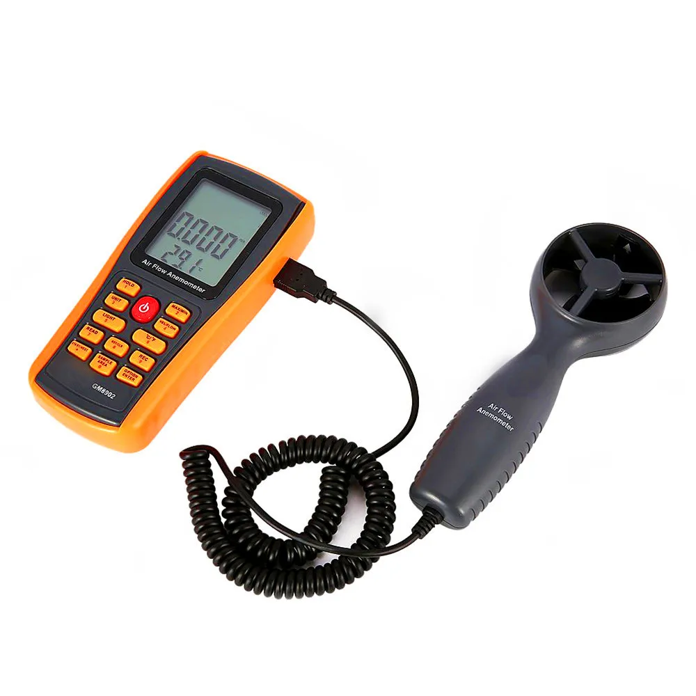 

GM8902 0-45M/S Digital Anemometer Wind Speed Meter Air Volume Ambient Temperature Tester With USB Interface New