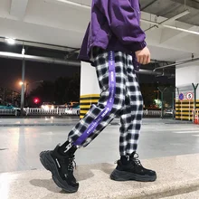 Men's Trousers19 Spring New Loose Plaid Pants Youth Popular Beam Feet Nine Pants Trousers Red Purple Youth Casual Men's Clothing Men's Trousers19 Spring New Loose Plaid Pants Youth Popular Beam Feet Nine Pants Trousers Red Purple Youth Casual Men's Clothing