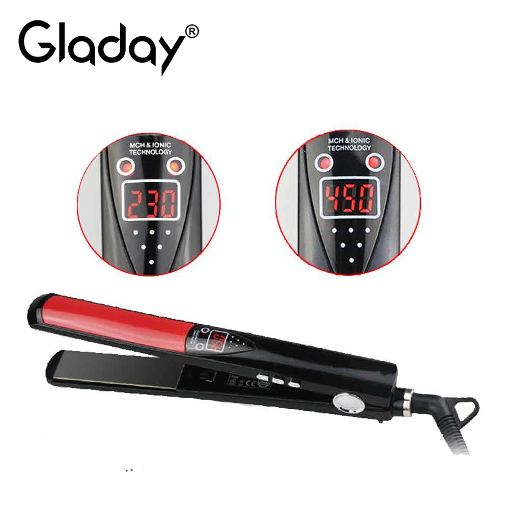 

Gladay Professional LCD Display Straightening Irons Styling Tools Professional Hair Straightener Titanium plates Flat Iron