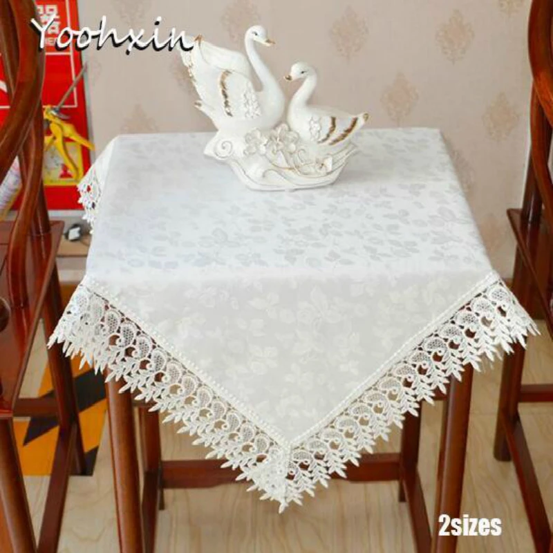 

Luxurious And Refined Lace Satin Embroidered Table Cover Cloth Christmas Wedding Coffee Party Hotel Tablecloth Placemat Decor
