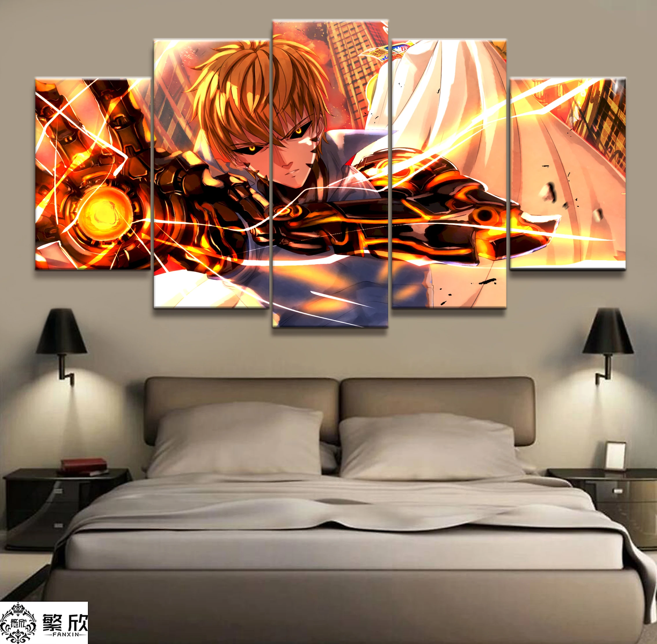 

Home Decor Modular Canvas Picture 5 Piece One Punch Man Genos Anime Figure Painting Poster Wall For Home Canvas Wholesale