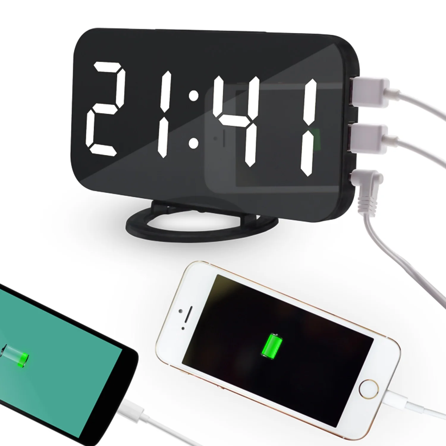 Ipad Phone Charging USB Alarm Clock Digital Clock with Large Easy Read