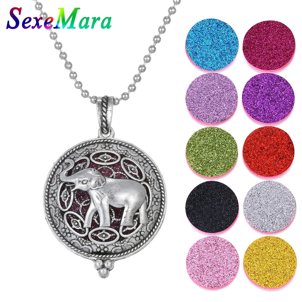 Aromatherapy Jewelry Perfume Pendant Necklace Essential Oil Diffuser Silver Elephant Lockets for Christmas | Украшения и