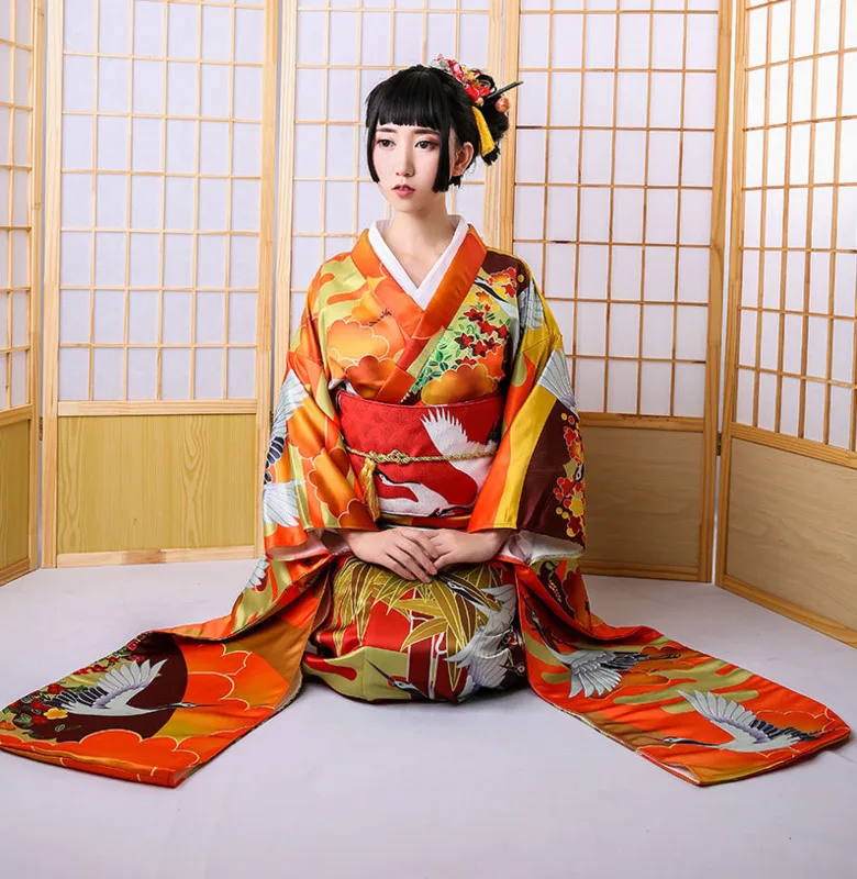 Национальное японское кимоно юката с Obi Женская одежда для косплея классический сценический костюм традиционное вечернее платье D9010