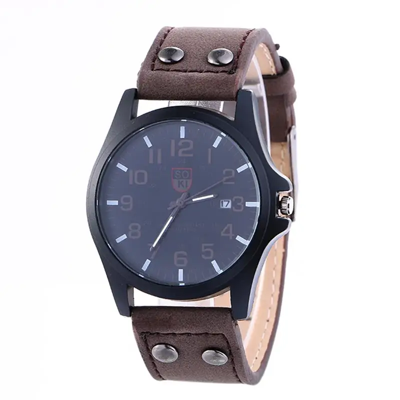 

New Arrival Military Sport Watch For Men Luxury Leather Band Stainless Steel Analog Quartz Wristwatch Male Casual Watches