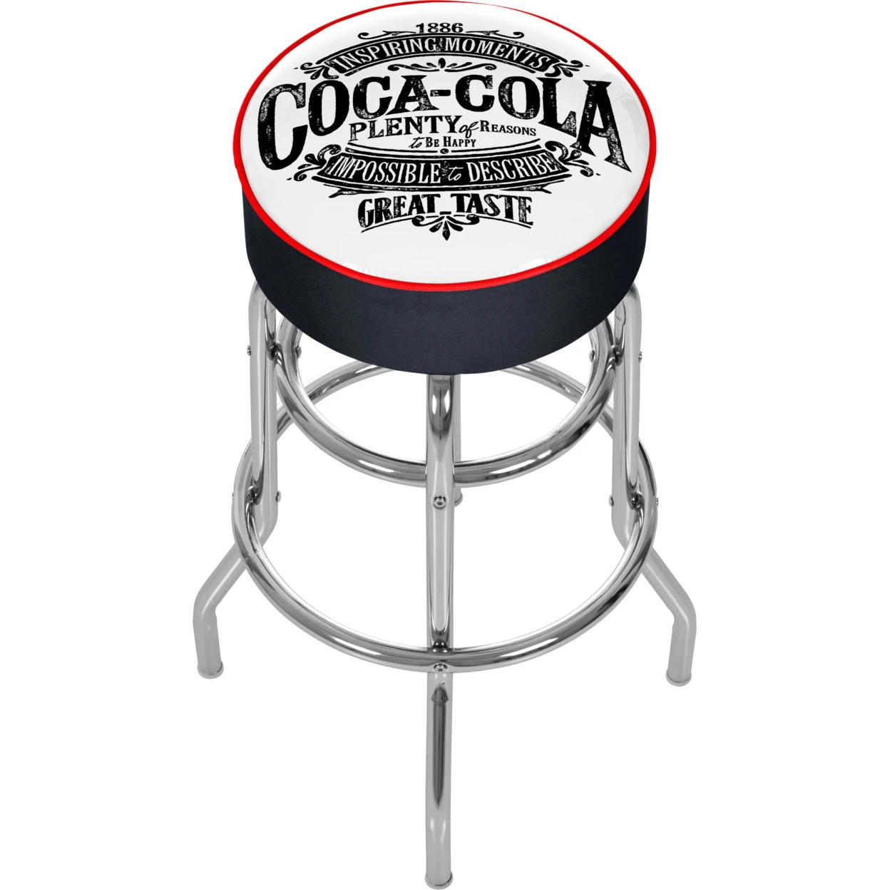 Coca Cola Brazil 1886 Vintage Padded Swivel Bar Stool 30 Inches
