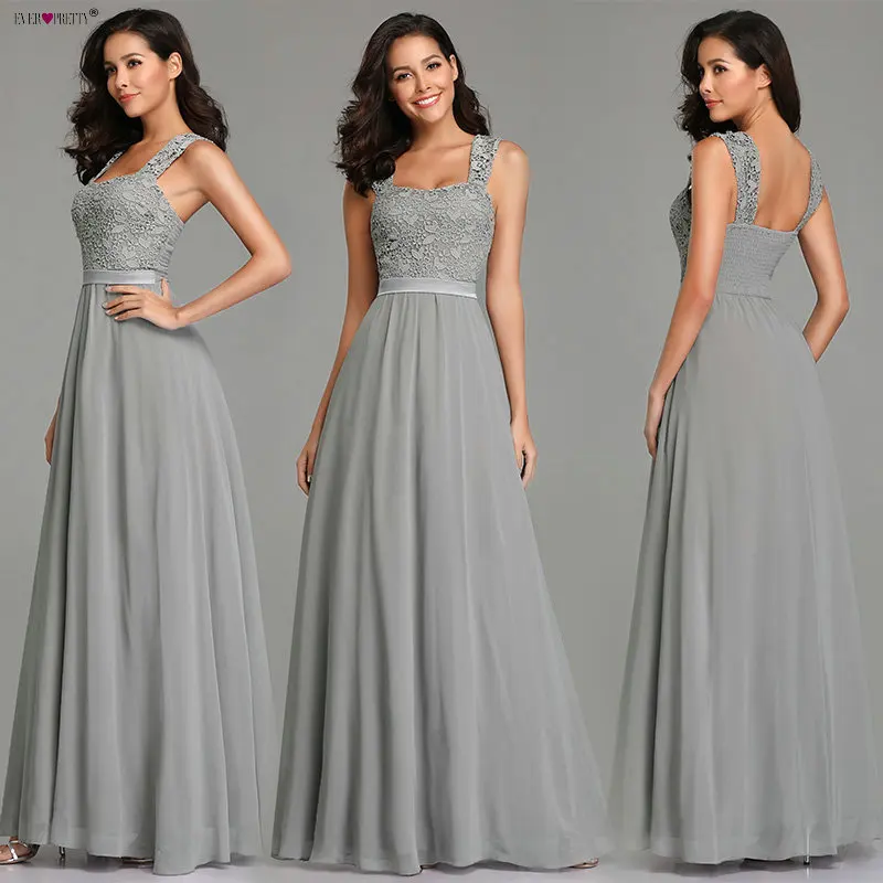 Grey Evening Dresses Long Ever Pretty Elegant A Line Sleeveless Backless Lace Appliques Wedding Guest Dress Party Gown Vestidos Grey Evening Dresses Long Ever Pretty Elegant A Line Sleeveless Backless Lace Appliques Wedding Guest Dress Party Gown Vestidos