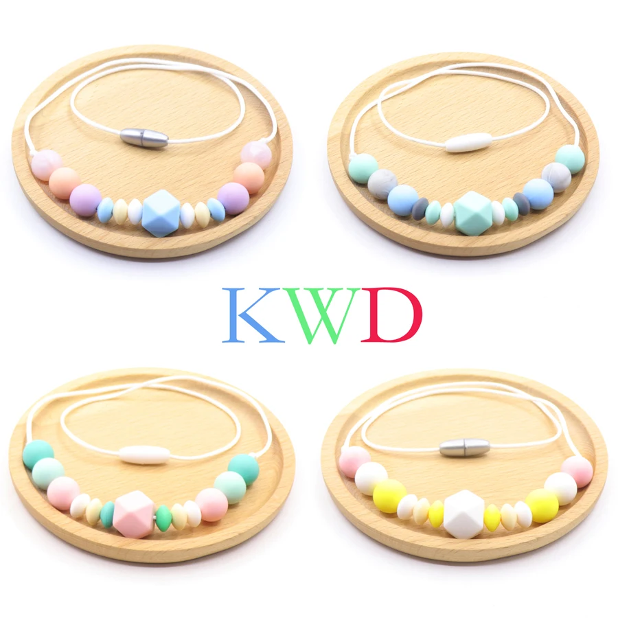 

Kwd Silicone Beads Nursing Necklace Baby Products Teether Mordedor Silicona Mom Clips Silikon Fashion Hot Teething Toys
