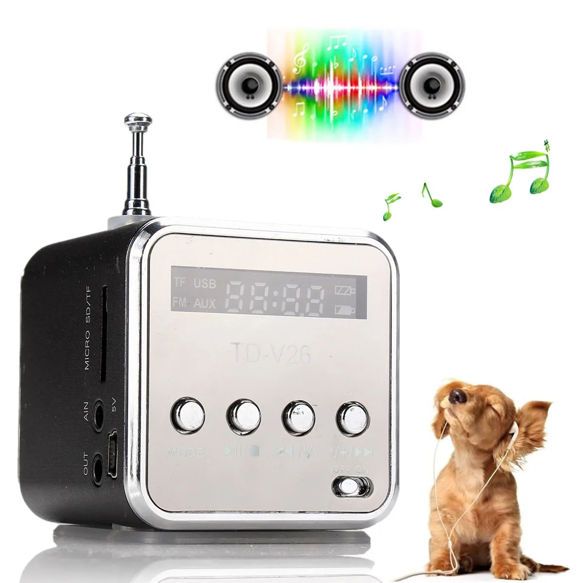 

Portable Mini Speaker MP4 MP3 Music Player with LCD Support FM Radio Micro TF SD Stereo Loudspeaker for Laptop Phone