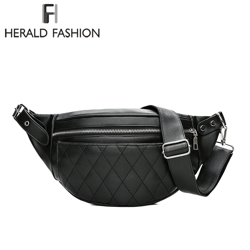 

Herald Fashion Women Leather Waist Belt Bag Plaid Pattern Belt Pack Waist Bag Small Women Bag Travel Bag Waist Pack Bolsas