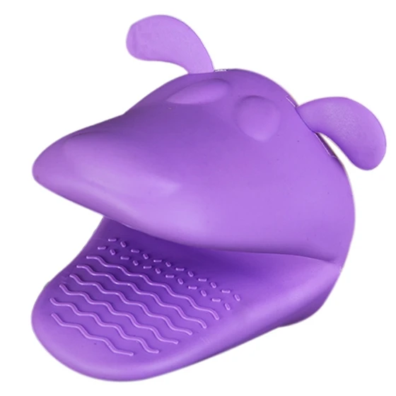 

Heat-resistant Kitchen Oven Holder BBQ Baking Mitt Glove Tool Silicone Doggy Purple