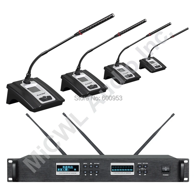 

MiCWL Digital Wireless Conference Microphone System Meeting Room Set 1 Chairman 49 Delegate + USB Rechargeable Battery Type