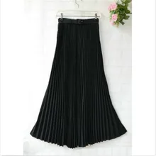 Женская Ретро Макси шифоновая длинная юбка с высокой талией плиссированные юбки женские новые сексуальные повседневные Soild цветные ленты юбка, Горячая
