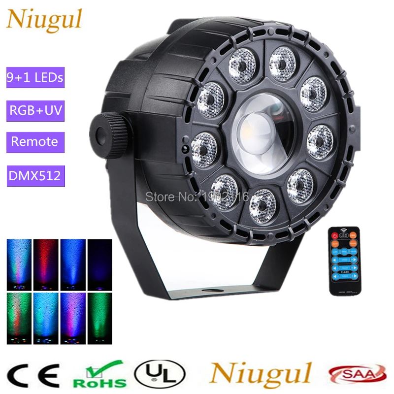 

9+1 LED Par Light RGB+UV Effect LED Stage Light With Remote Control, DMX Par Light Sound Activated Disco Club Home Party Lights