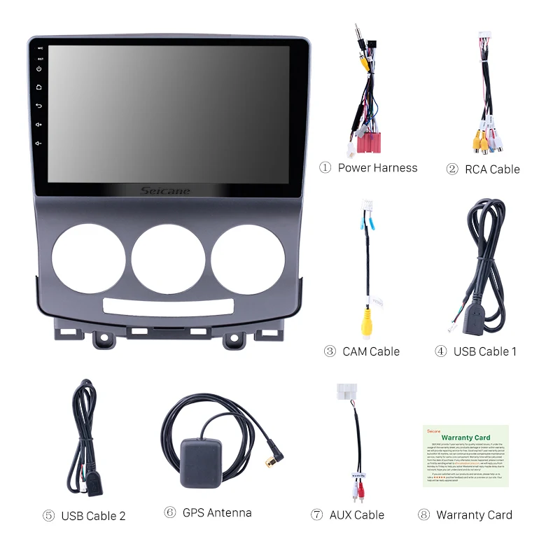 Clearance Seicane GPS Navi Car Radio Android8.1 HD 9" Touchscreen Multimedia Player for 2005-2010 Old Mazda 5 support Bluetooth Phone SWC 3