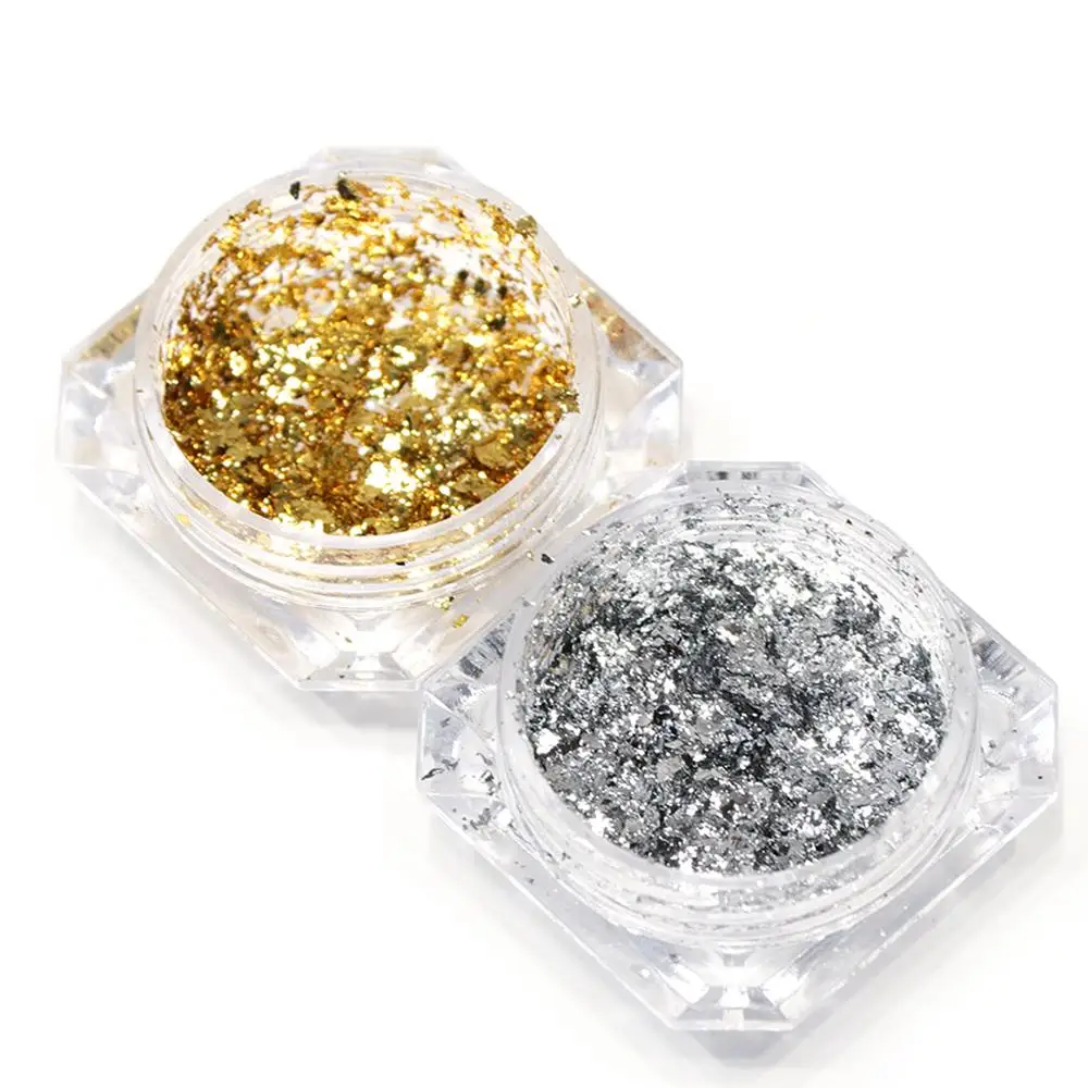 

Mirror Glitter Nail Powder Sequins Gold Silver Paillette Irregular Chameleon