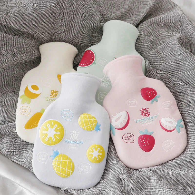Rubber Hand Warmer Mini Hot Water Bottle Coral Fleece Cloth Warm Bag