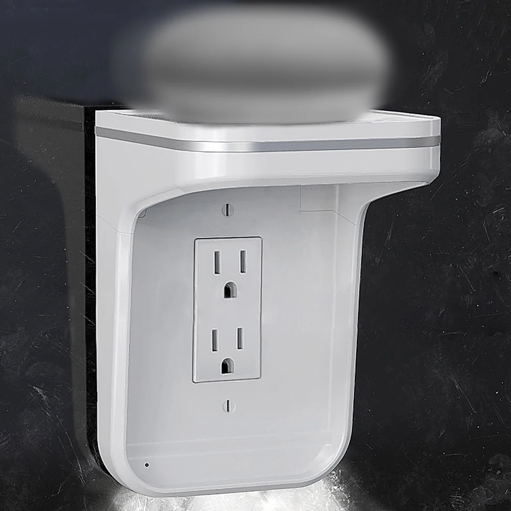 

Smart For Home Phone Holder Mini Charging Cover US Plug Power Led Storage Cable Management With Night Light Wall Outlet Shelf