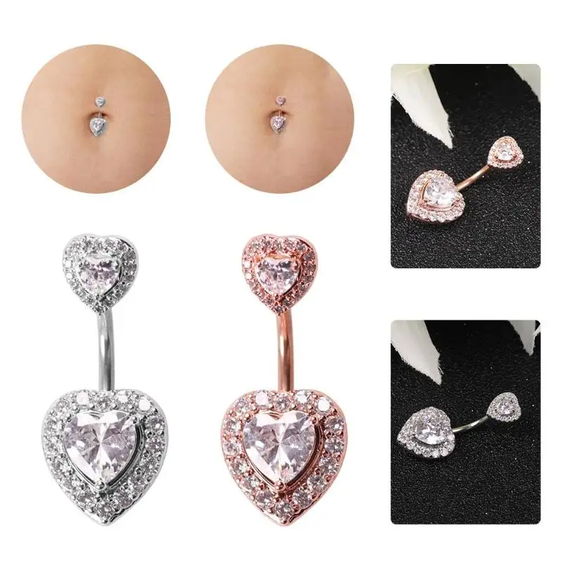 

Crystal Zircon Heart Belly Button Rings Body Navel Piercing Pendant Jewelry