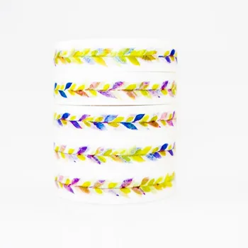 

Simple Colored Small Leaves Washi masking tape sticky color decorative tape set DIY decoration office stationery scrapbook 1PCS