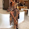 New 2022 Women's Summer Boho Floral Long Sleeves Maxi Front Split Long Dress Party Beach Sundress ► Photo 2/6