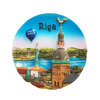 

Lychee Latvia Scenic Refrigerator Magnetic Sticker Famous Landscape Fridge Magnet Modern Home Kitchen Decoration