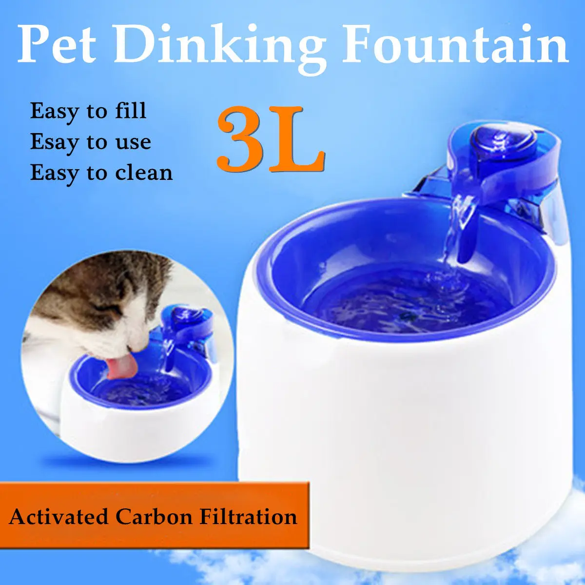 

3L Electric Automatic Animal Pet Water Feeder Dog Cat Cyclic Active Oxygen Mute Fountain Pet Drinking Dispenser Drinkers Bowl