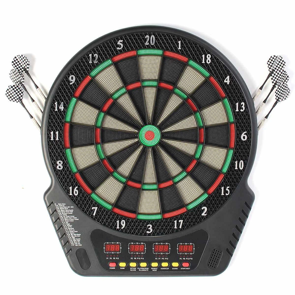 

Electronic 18inch Dart Board 4LED Score Display Automatic Score Dart Plate Scoring Board with 6pcs Electronic Dart Party Game