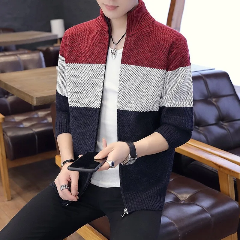 Zollrfea Men's Sweaters Autumn Winter Warm Cashmere Wool Zipper Cardigan Sweaters Man Casual Knitwear Plus Size M-XXXL CA0218