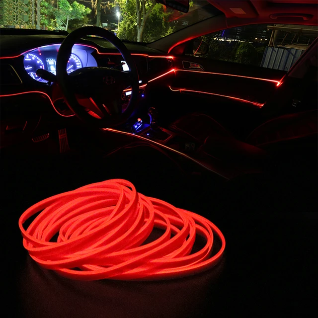 Bande LED d'éclairage intérieur de voiture, lampe d'escales automobiles,  décoration de guirxiété, câble métallique, ligne de tube, néon flexible,  clé USB - AliExpress