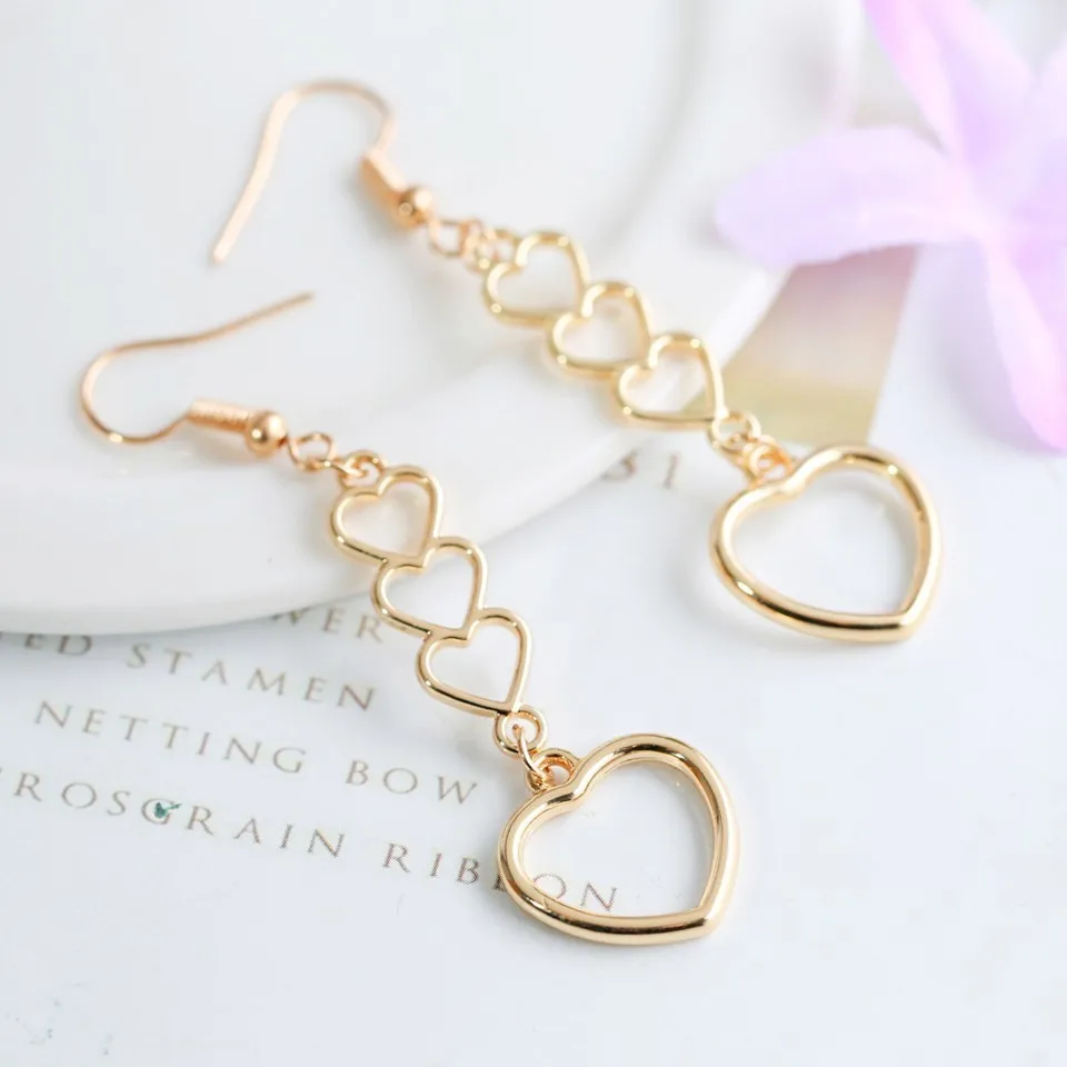 

Women Big Heart Dangle Drop Earrings Fashion Jewelry Trendy High Quality Wedding Earrings Long Jewelry For Girls Women