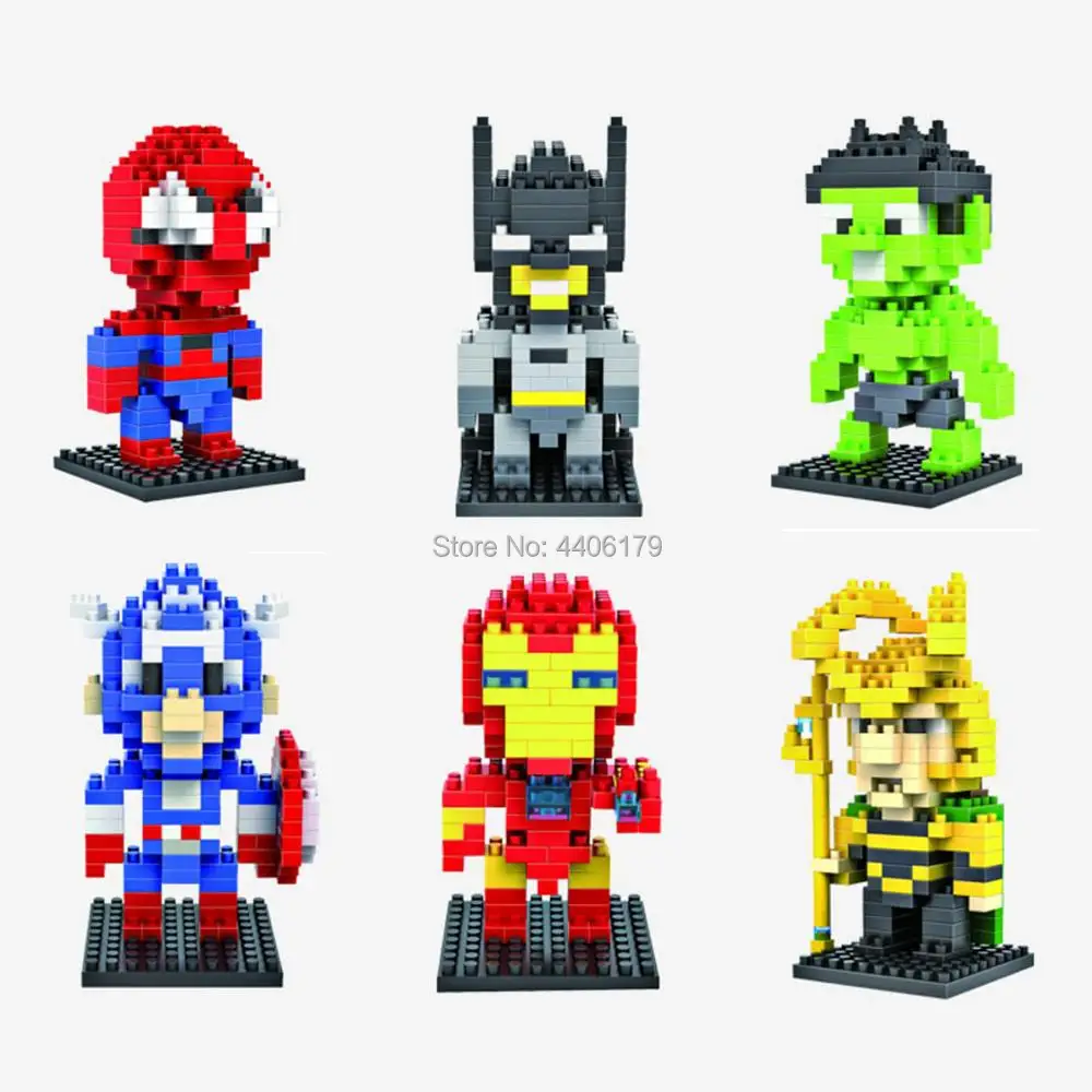

LegoINGlys Marvel Super hero Avengers DC Micro Diamond Building Block Batman Ironman Spiderman figures nanoblock brick toys gift