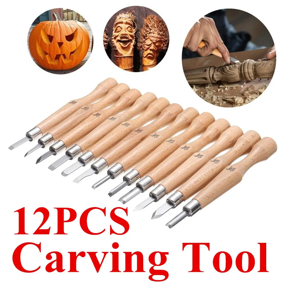 

12pcs Wood Carving Chisels Knife For Basic Wood Cut DIY Tools and Detailed Woodworking Hand Tools Spoon Carving Knives Woodcut
