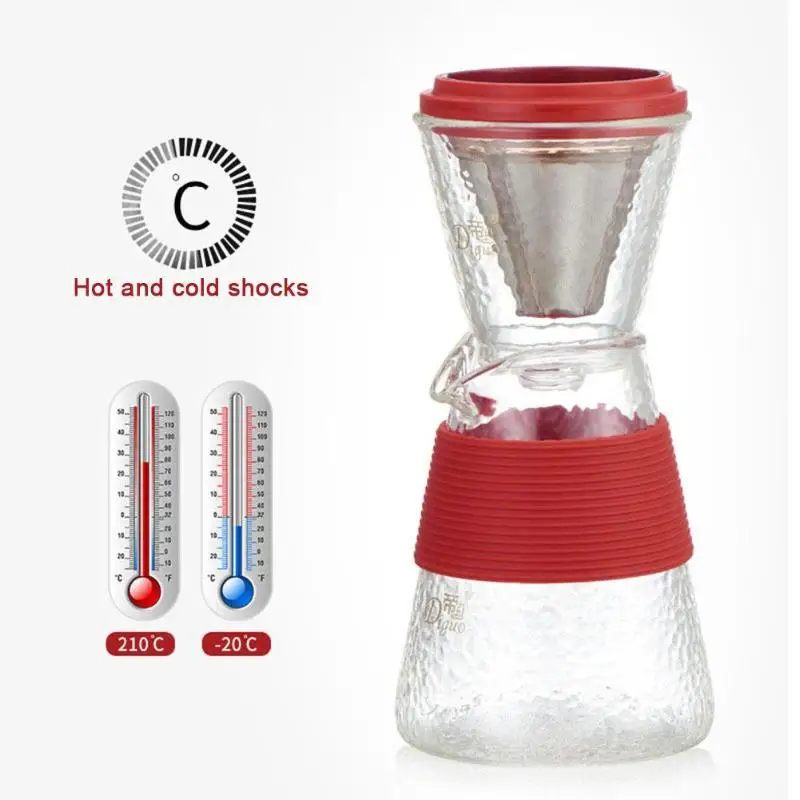 400ml Pour Over Coffee Maker Crystal Dripping Coffee Pot Japanese Style Heat-resistant Coffee Filter Maker Glass Coffee Machine