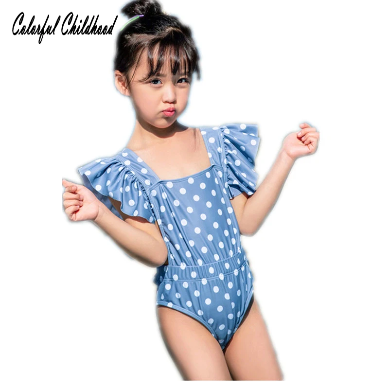2019 New Baby Girl Swimwear Cute Dot Print Ruffle One Piece Bathing Suit Beach Romper Outfit