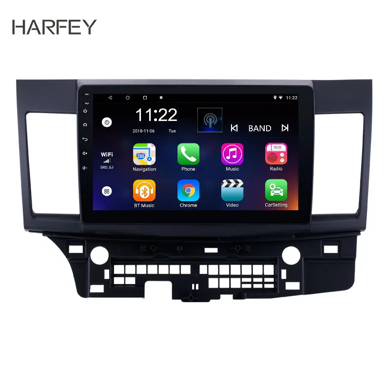 

Harfey Car Radio Android 8.1/9.0 Auto GPS Navigation Head Unit 10.1" Audio for 2008-2015 Mitsubishi Lancer-ex support DVR OBD2