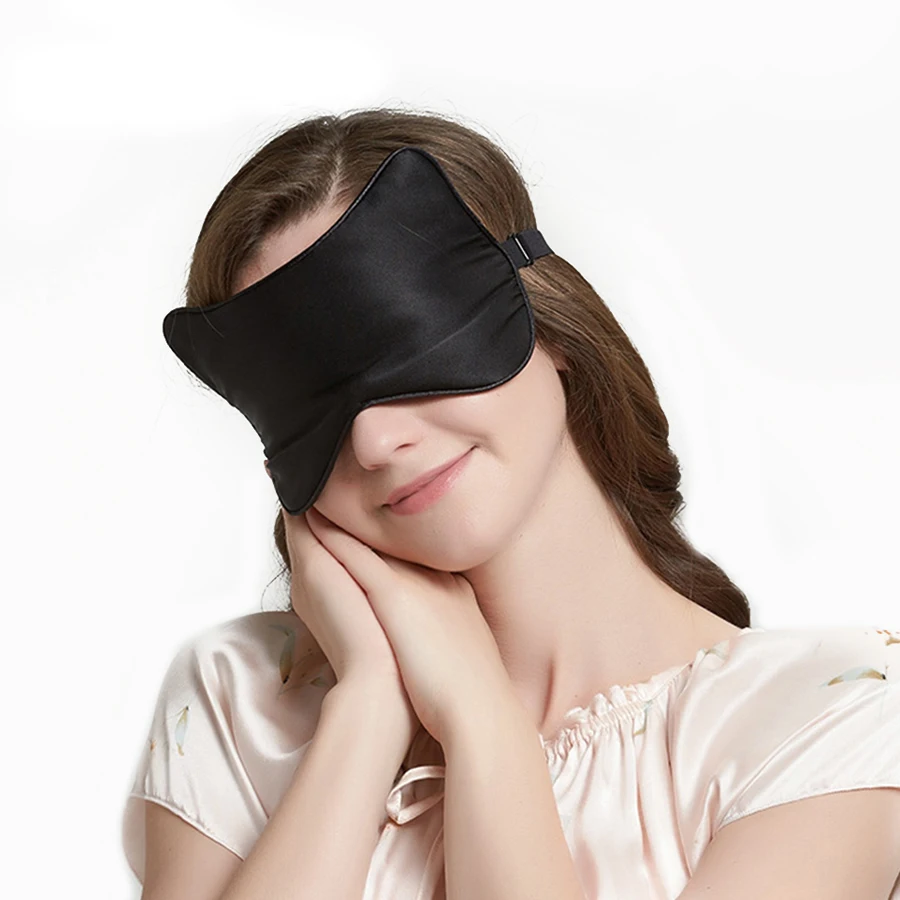 

Silk eyeshade blindfold sleeping mask length adjustable eyemask sleeping aid for travel rest soft smooth eyepatch for women men