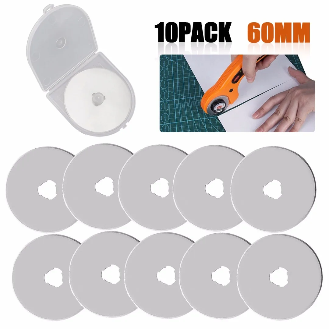 New 10Pcs Rotary Cutter Blades Patchwork Sewing Fabric Paper Cutting 60mm Leather Craft Steel Circular Sewing Quilting cutters