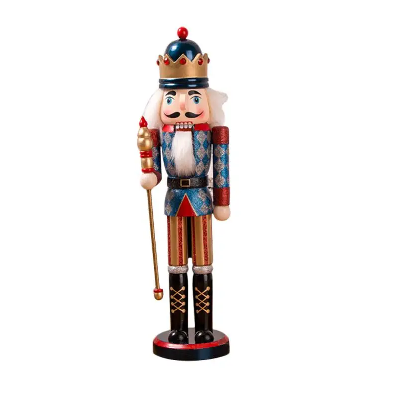 Koop 38 cm Klassieke Stijl Notenkraker Marionet Glitter Poeder Shimmer Bright Soldaat Notenkraker Handgemaakte Kerstcadeau Desktop Ornament