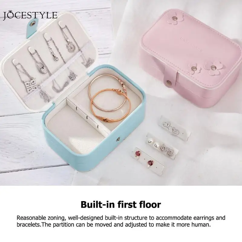 

Mini Portable Folding Jewelry Organizer Box 2 Layers Leather Jewelry Display Jewelry Storage Pattern Ring Earring Carrying Case