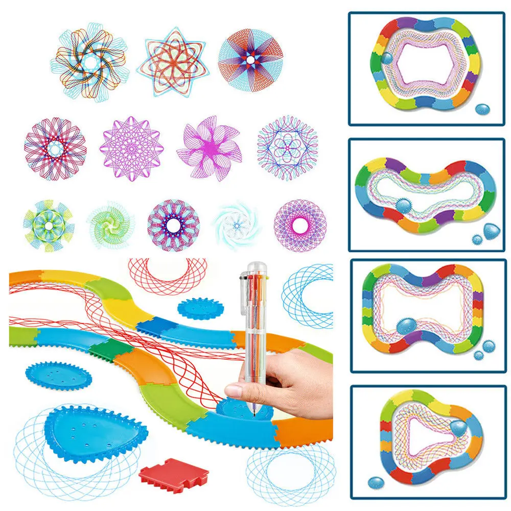 32 шт. комплект оригинальный Spirograph рельсы дизайн Олово рисовать рисунок дети создать игрушки миллионов цветок линейка набор