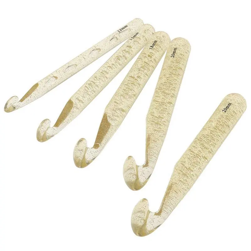 

ABGC 5Pcs Large Chunky Crochet Hooks Needles 12 15 18 20mm Knitting Hook Jumbo