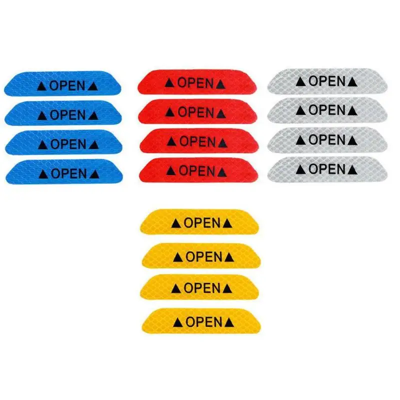 Универсальный 4 шт двери автомобиля Водонепроницаемый солнцезащитный крем ОТКРЫТЫЕ наклейки отражающие ленты безопасности Предупреждение наклейка Цвет неизменным не исчезает